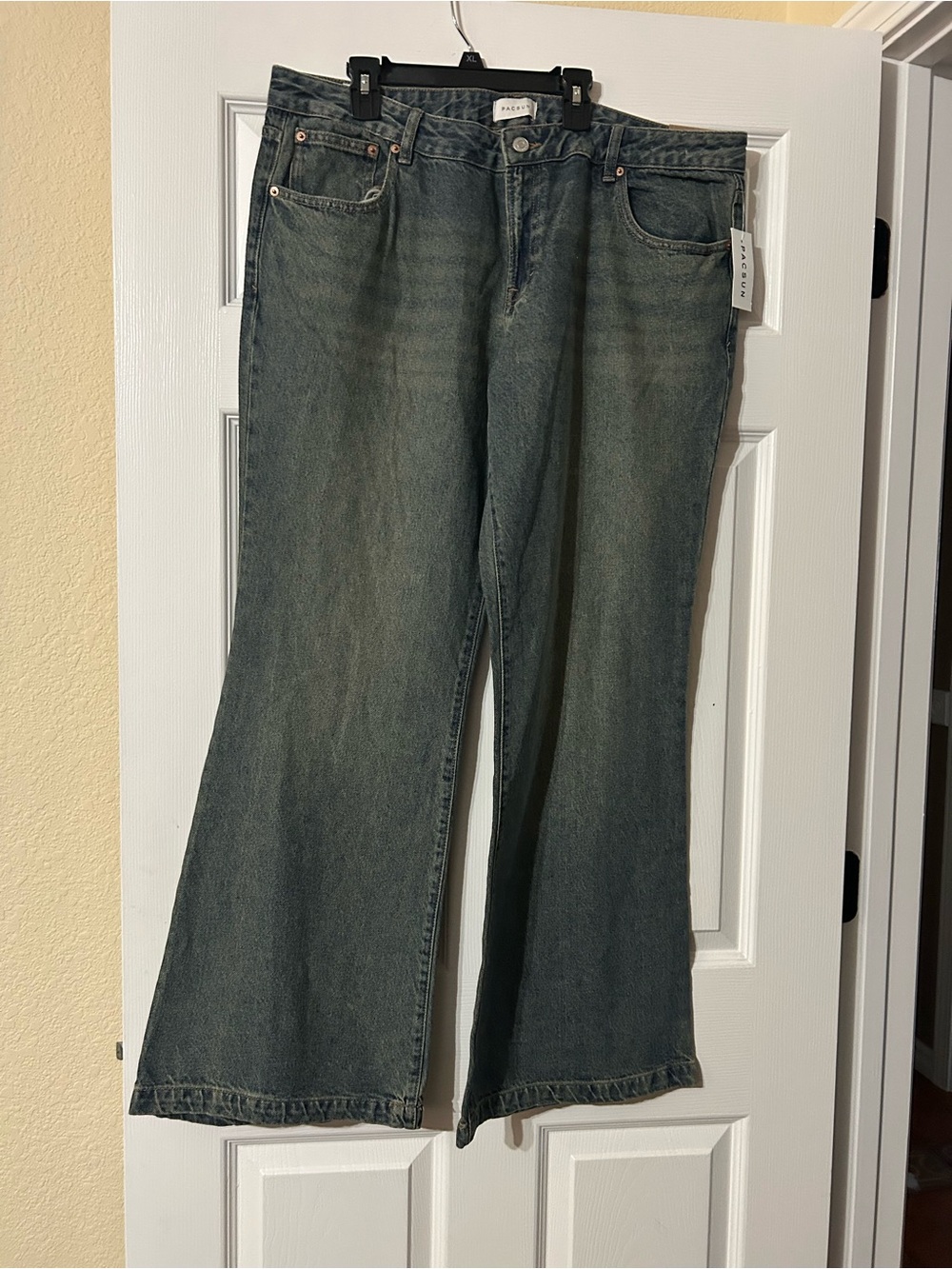 PacSun Green Wide-Leg Flare Jeans